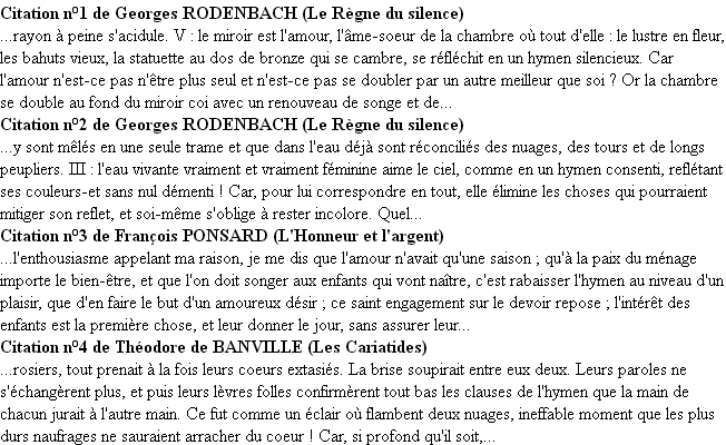 Citations hymen