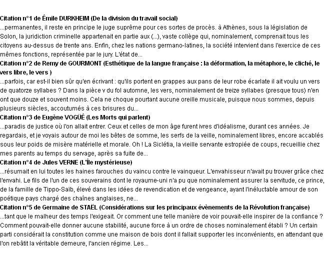Citations nominalement Citations nominalement