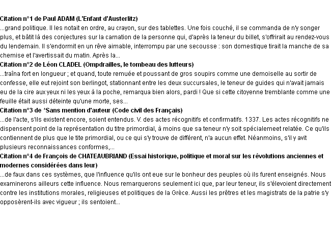 Citations teneur Citations teneur