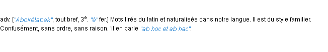 Définition ab hoc et ab hac JF.Feraud