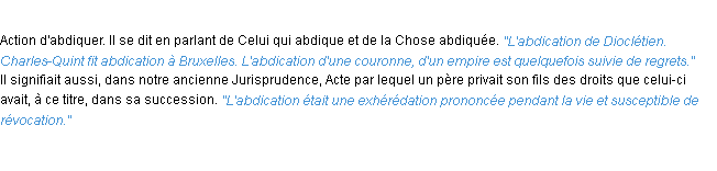Définition abdication ACAD 1932