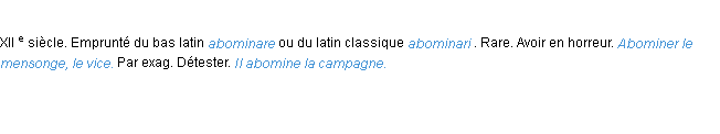 Définition abominer ACAD 1986