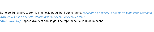 Définition abricot ACAD 1835