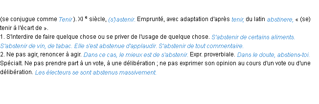 Définition abstenir (s') ACAD 1986