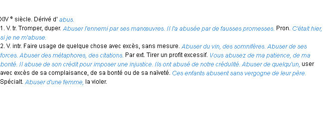 Définition abuser ACAD 1986