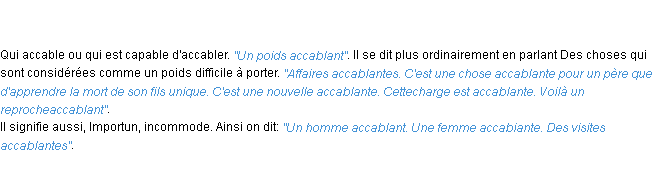 Définition accablant ACAD 1798