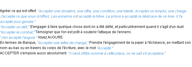 Définition accepter ACAD 1932