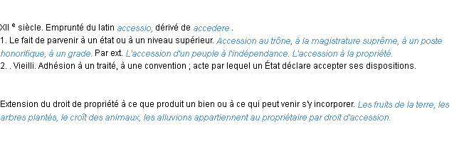 Définition accession ACAD 1986