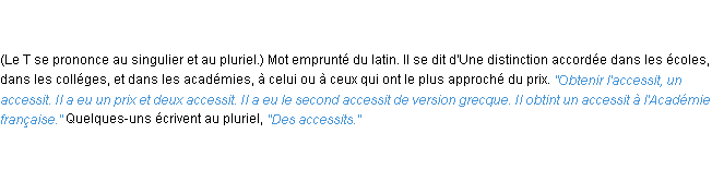 Définition accessit ACAD 1835