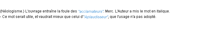 Définition acclamateur JF.Feraud