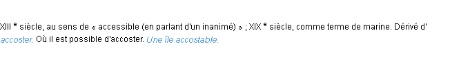Définition accostable ACAD 1986