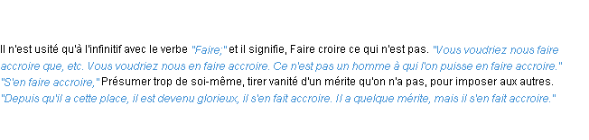 Définition accroire ACAD 1835