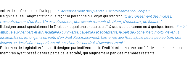 Définition accroissement ACAD 1932