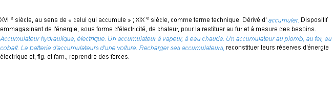 Définition accumulateur ACAD 1986