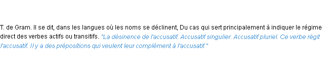 Définition accusatif ACAD 1835