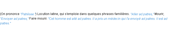 Définition ad patres ACAD 1835