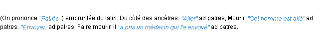 Définition ad patres ACAD 1932