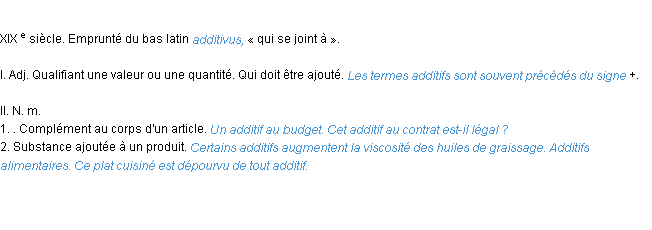 Définition additif ACAD 1986