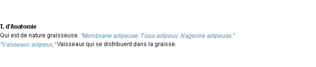 Définition adipeux ACAD 1932