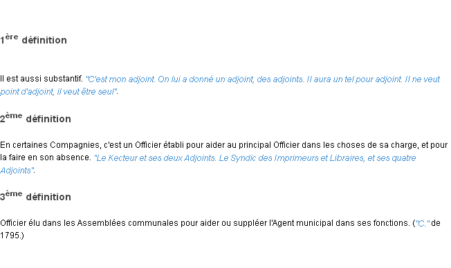 Définition adjoint ACAD 1798