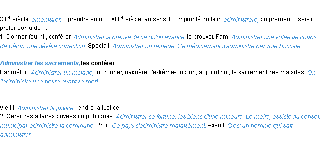 Définition administrer ACAD 1986