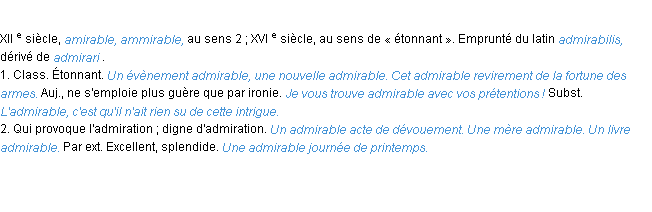 Définition admirable ACAD 1986