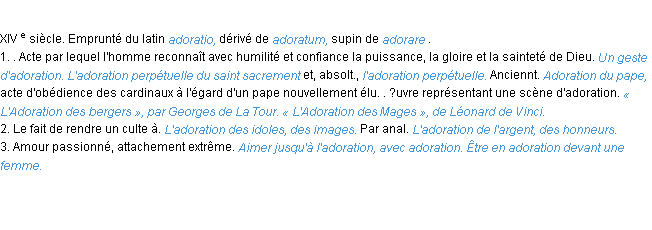 Définition adoration ACAD 1986