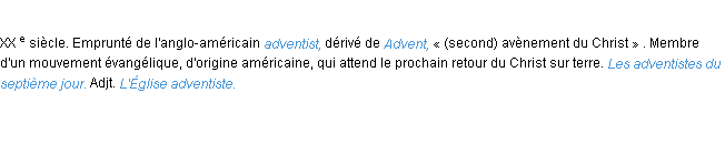 Définition adventiste ACAD 1986