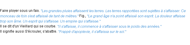 Définition affaisser ACAD 1932