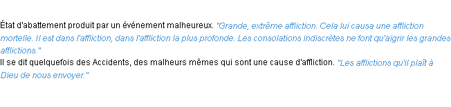 Définition affliction ACAD 1932