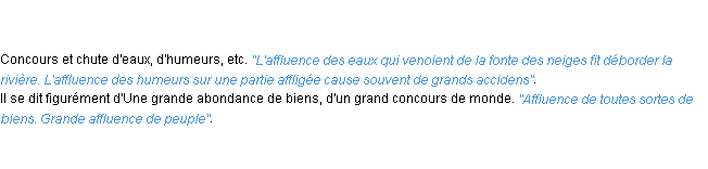 Définition affluence ACAD 1798