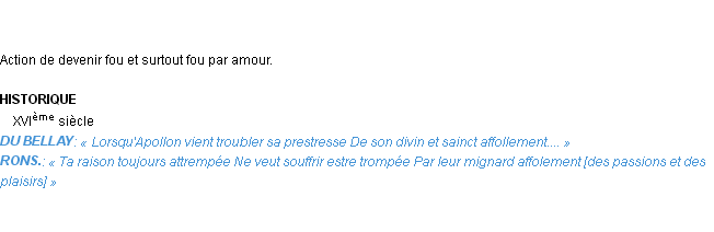 Définition affolement Emile Littré