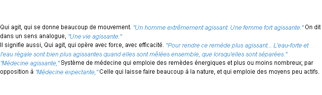 Définition agissant ACAD 1835