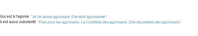 Définition agonisant ACAD 1798