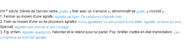 Définition agrafer ACAD 1986