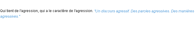 Définition agressif ACAD 1932