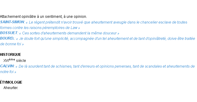 Définition aheurtement Emile Littré
