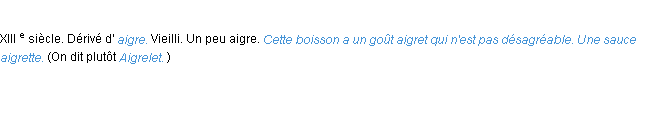 Définition aigret ACAD 1986