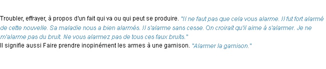 Définition alarmer ACAD 1932