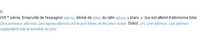 Définition albinos ACAD 1986