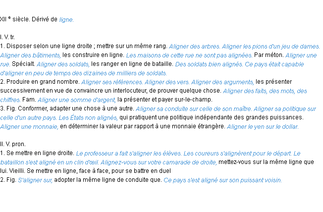 Définition aligner ACAD 1986