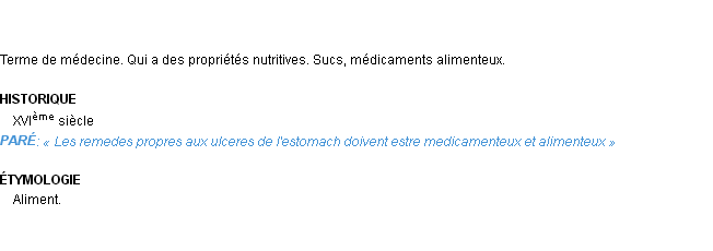 Définition alimenteux Emile Littré