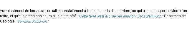 Définition alluvion ACAD 1932