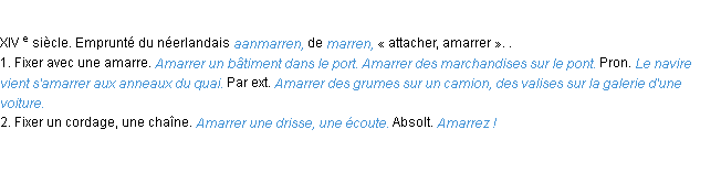 Définition amarrer ACAD 1986