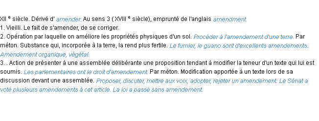 Définition amendement ACAD 1986