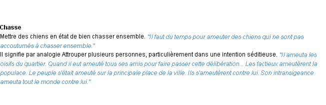 Définition ameuter ACAD 1932