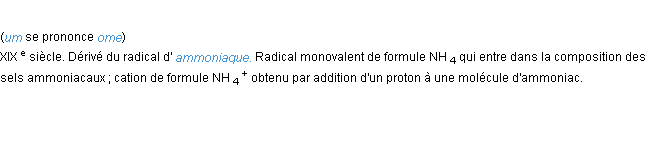 Définition ammonium ACAD 1986
