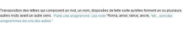 Définition anagramme ACAD 1932