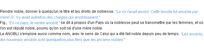 Définition anoblir ACAD 1932