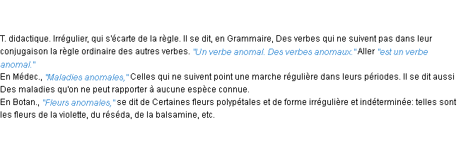Définition anomal ACAD 1835